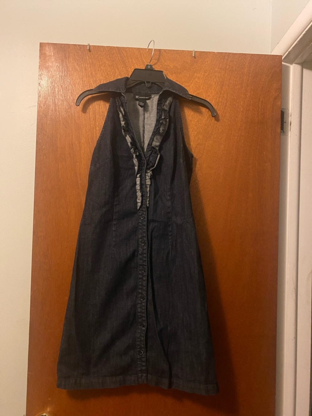I-N-C Sleeveless Dark Denim Button-Front Dress. Size 2